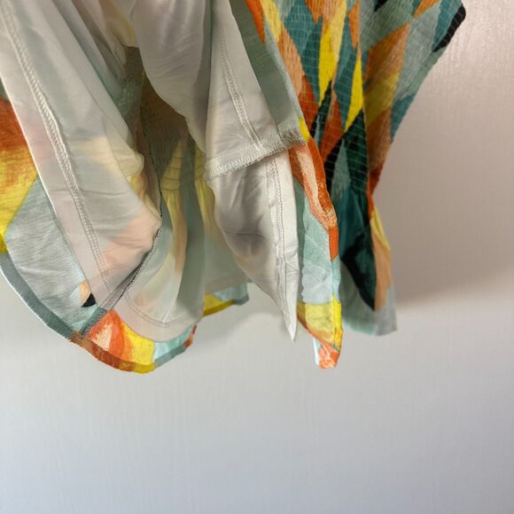 Torrid Peplum Crinkle Gauze Smocked Tank Top Geometric Multi-Color tank Size 4X - Picture 3 of 7